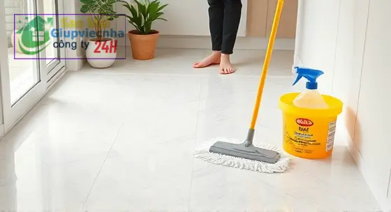 mẹo lau nhà sạch không dính